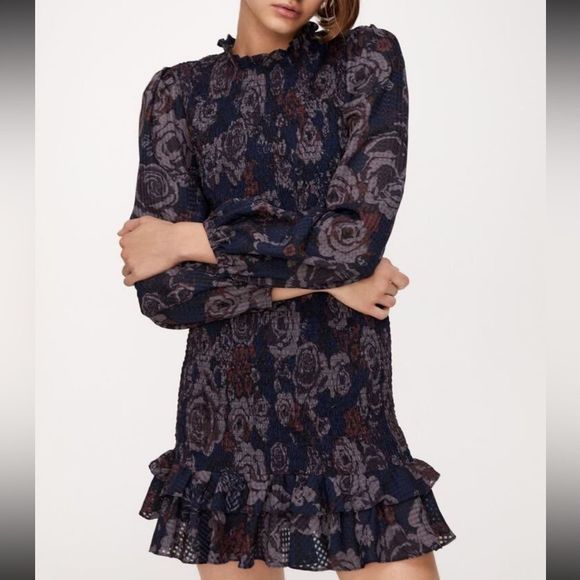 Zara Dresses & Skirts - ZARA New with Tags Long Sleeve Smocked Ruffle Hem Floral Print Dress.